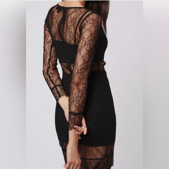 Topshop | Black Long Sleeve Lace Dress - Picture 2 of 3